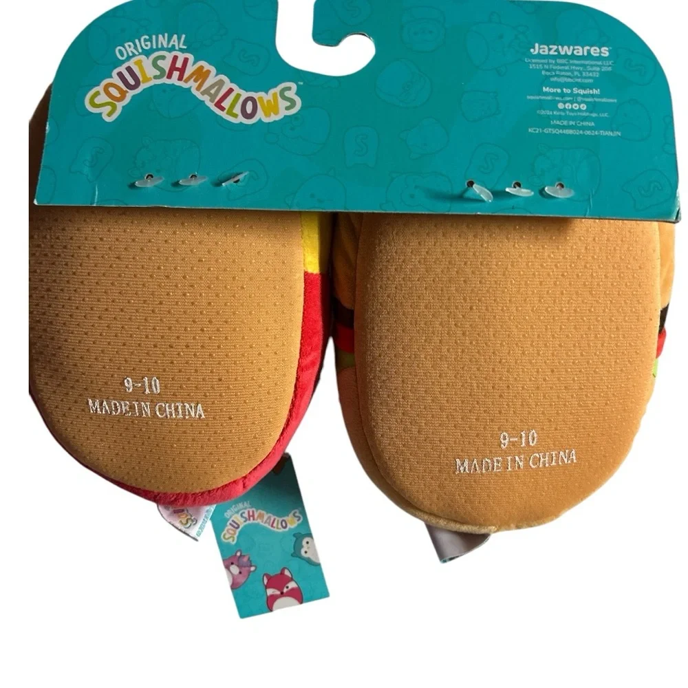 Squishmallows Burger and Fries Plush Slippers Size Toddler 9-10